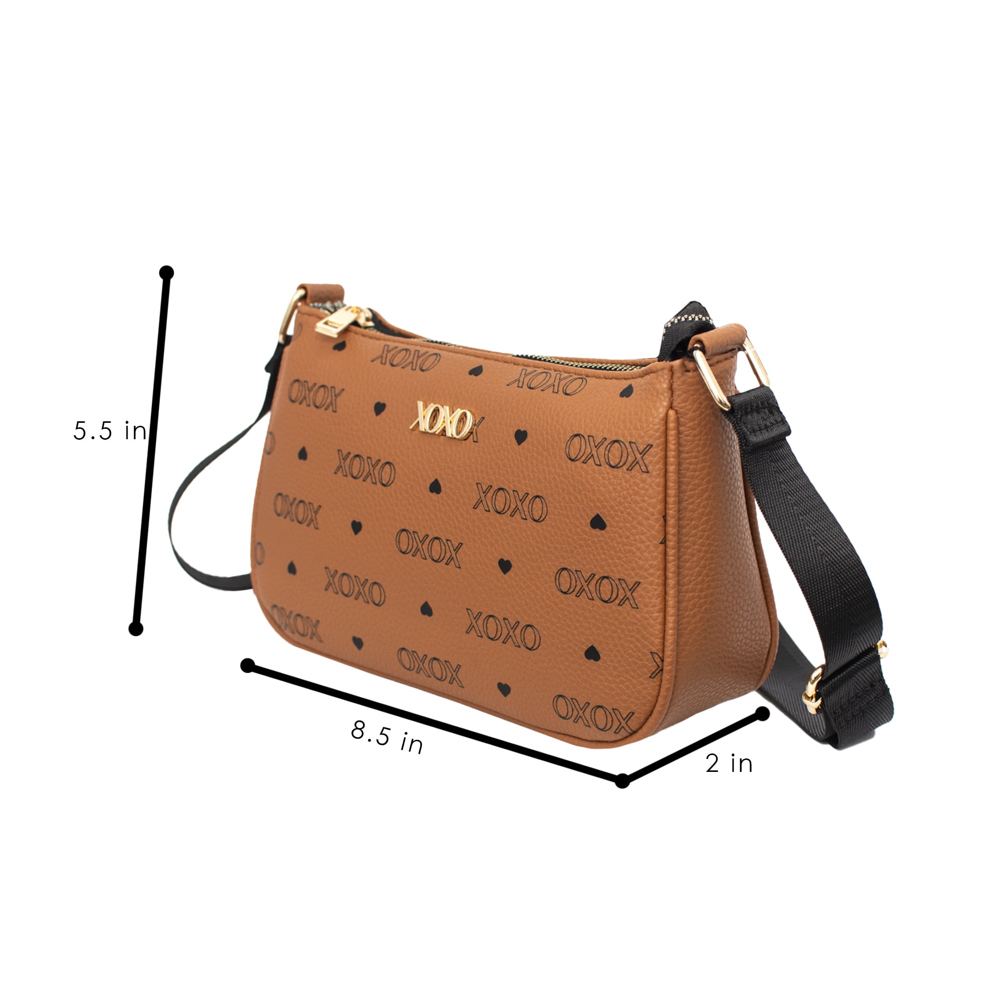 XOXO Medium Black Urban Heart Cross Body Handbag with Purse for