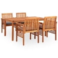 thumbnail image 1 of vidaXL 5 Piece Patio Dining Set with Cushions Solid Acacia Wood, 1 of 6