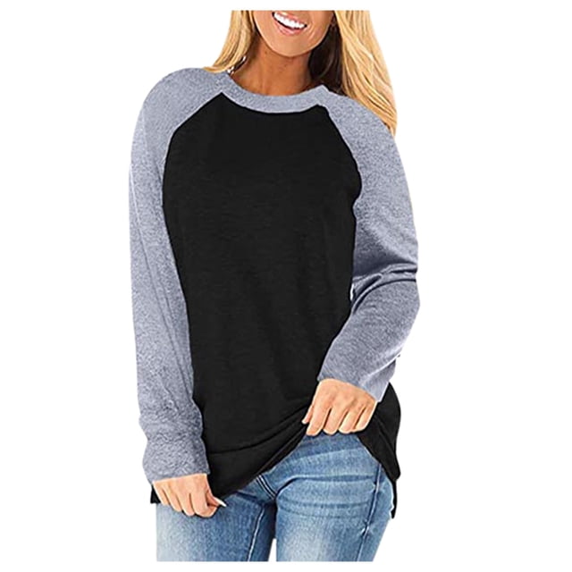 Birdeem T-Shirts à Manches Longues pour Femmes Grande Taille, Manches Raglan Assorties