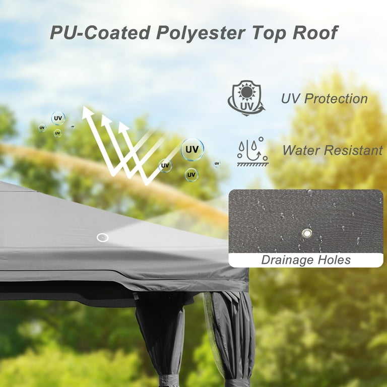Aoodor 14x12 ft. Waterproof Gazebo Tent with Curtain Aoodor 14x12 ft. Waterproof Gazebo Tent with Curtain
