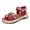 Red, variant on Rokment Womens Ethnic Platform Walking Dress Sandals Comfortable Boho Beach Casual Memory Foam Low Heel Elastic Slip on Flat Shoes Beige Size 6