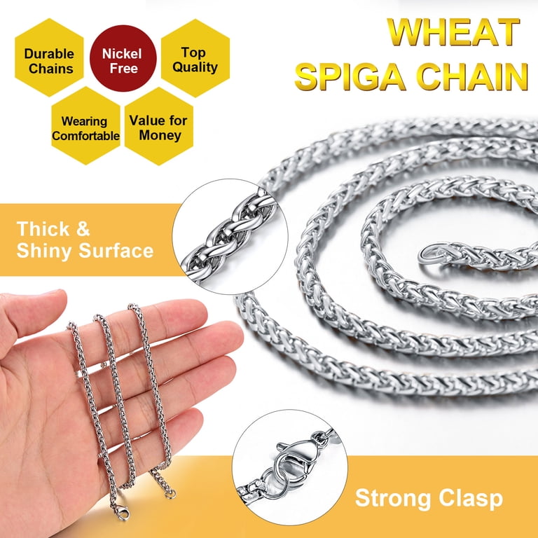 FOCALOOK Wheat Chain Necklace, 316L Stainless Steel photo 6