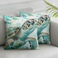 thumbnail image 3 of ONETECH Set of 2 Turtle Sea Animals Water Bubbles Short Plush Pillowcase 2 Pieces High-Quality Home Furnishing 20x20in, 3 of 7