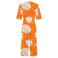 thumbnail image 2 of TaTaai Womens Summer V-Neck Short Sleeve Floral Print Jumpsuit Back Zipper Closure Side Pockets Loose Casual Lightweight Long Jumpsuit for Daily Outdoor Wear Gift, 2 of 5