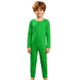 thumbnail image 3 of Liyamei Kids Solid Green Long Sleeve Jumpsuit Full Body Bodysuit 5-12Y, 3 of 5