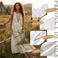 thumbnail image 7 of FOR U DESIGNS Beige Flower Ink Print Matching Outfits for Couples Linen-Like Sleeveless Women's Casual Dresses & Men's Button Down Shirt 2026 Chinese Style Summer Outfits, 7 of 7