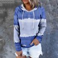 thumbnail image 3 of Gibobby Sudadera ligera con cremallera Sudadera informal con bolsillos y capucha con estampado de ondas de color degradado para mujer （Azul, L), 3 of 4