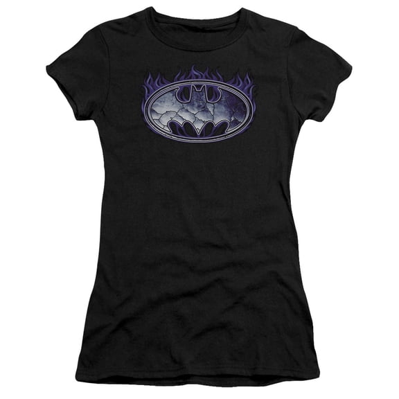 Batman Cracked Shield S/S Junior Women's T-Shirt Sheer Black