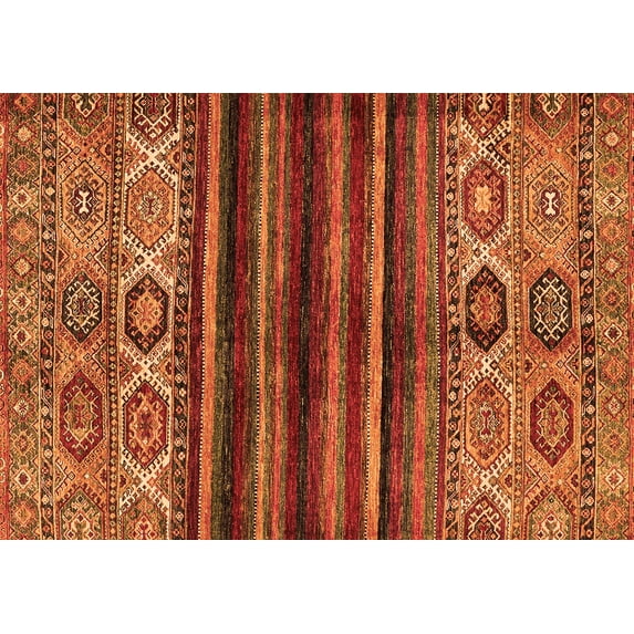 Ahgly Company Indoor Rectangle Abstract Orange Modern Area Rugs, 5' x 7'