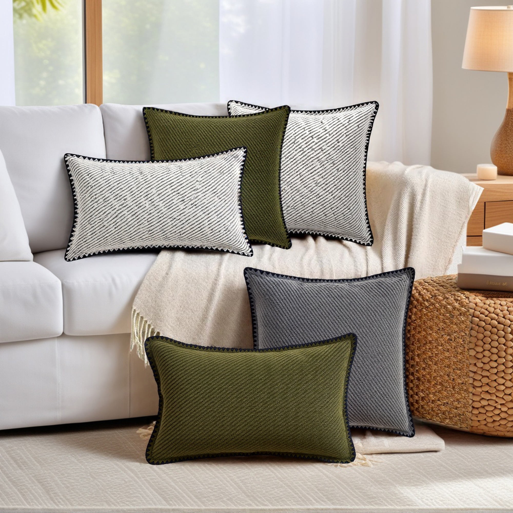 Unique Bargains 2 Pcs Soft Chenille Pillowcase Grey 18" x 18"