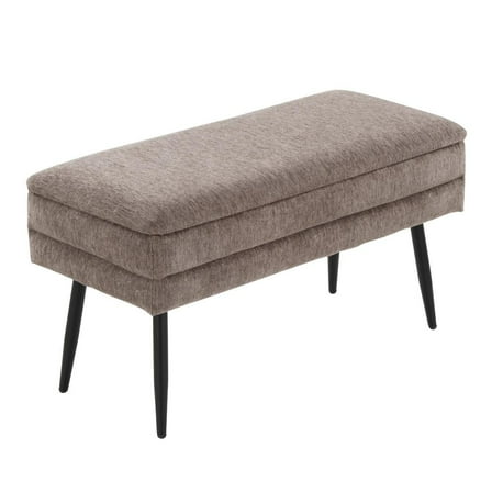 LumiSource Black Metal, Brown Fabric Neapolitan Storage Bench