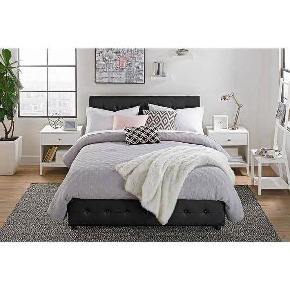 DHP Cambridge Upholstered Bed with Storage, Black Faux Leather, Queen