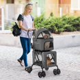 thumbnail image 2 of JJUN Double Dog Stroller for 2 Dogs, Detachable Carriers, Safety Belt, 4 Lockable Wheels, Pet Travel Carrier Strolling Cart, Folding Cat Stroller for Small Medium Pets Dogs (Gray), 2 of 18