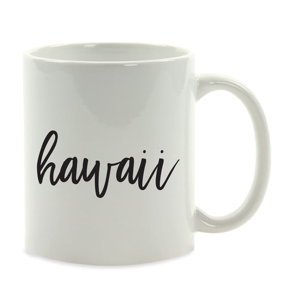 Koyal Wholesale Black Calligraphy Hawaii US State Ceramic Coffee Mug