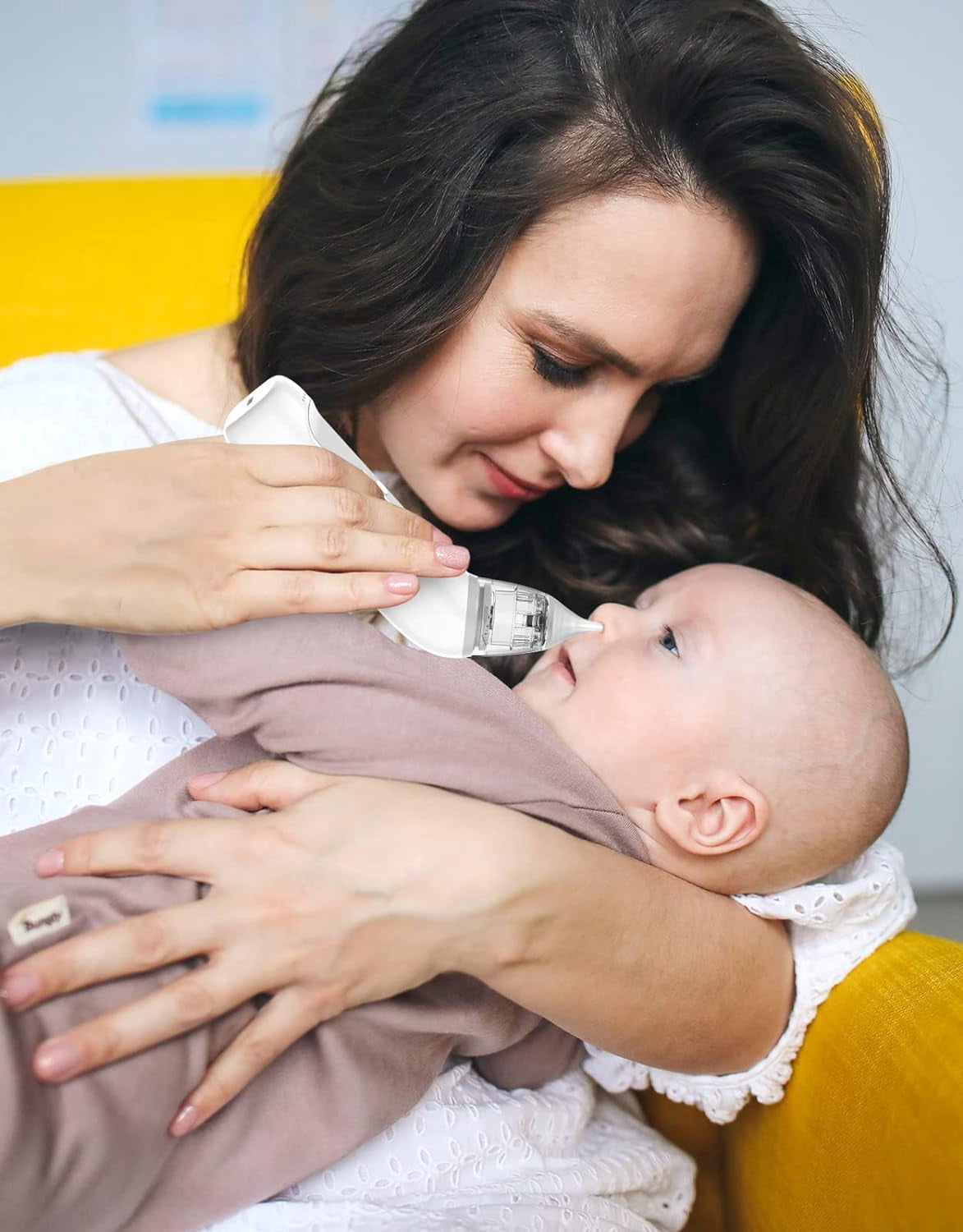 Baby Nasal Aspirator, Baby Nose Sucker, Electric Nose Aspirator for Toddler, Automatic Baby Nose Cleaner with 3 Suction Level & Music & Light, White