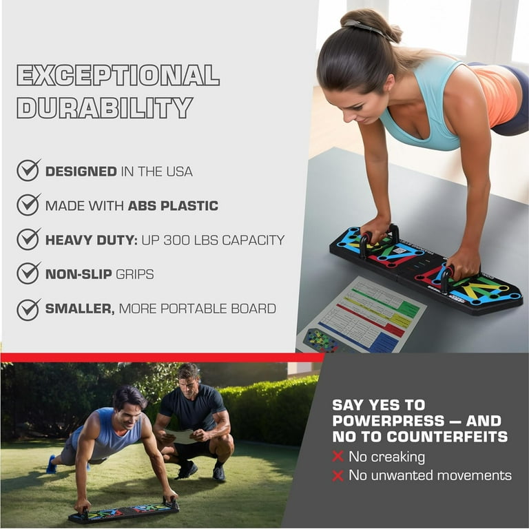 Power Press Home Workout Push Up Board Upper Body Strength Muscle Definition Adjustable Handles Black Walmart