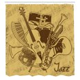thumbnail image 3 of Ambesonne Retro Shower Curtain, Jazz Music Equipments, 69"Wx70"L, Cream Brown, 3 of 5