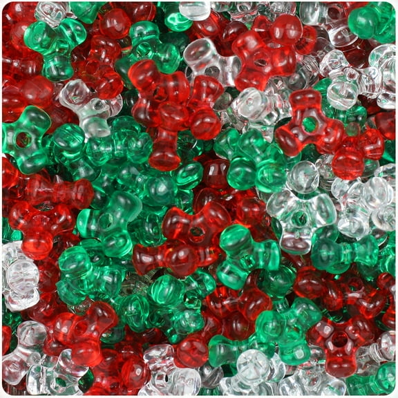 BeadTin Christmas Mix Transparent 11mm TriBead Craft Beads (500pcs)