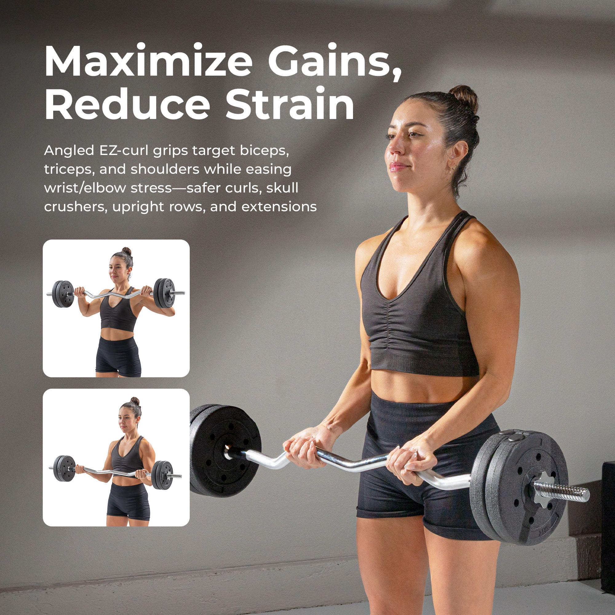 Sunny Health & Fitness 47" Threaded EZ Curl Chrome Bar - SF-SB03-47