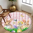 thumbnail image 2 of Round Rug 7Ft Washable Non-Slip, Easter Bunny Circle Area Rugs for Living Room Bedroom, Spring Easter Eggs Floral Pink Plaid Indoor Floor Mats Carpet Runner for Home Decor Aesthetic, 2 of 8