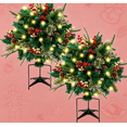 thumbnail image 5 of Ayieyill Pre-lit Outdoor Christmas Trees, 2 Pack 24 Inch Pathway Christmas Tree with 30 Lights, Christmas Decorations Outdoor for Driveway, Yard, Garden Decorations(Norfolk), 5 of 10