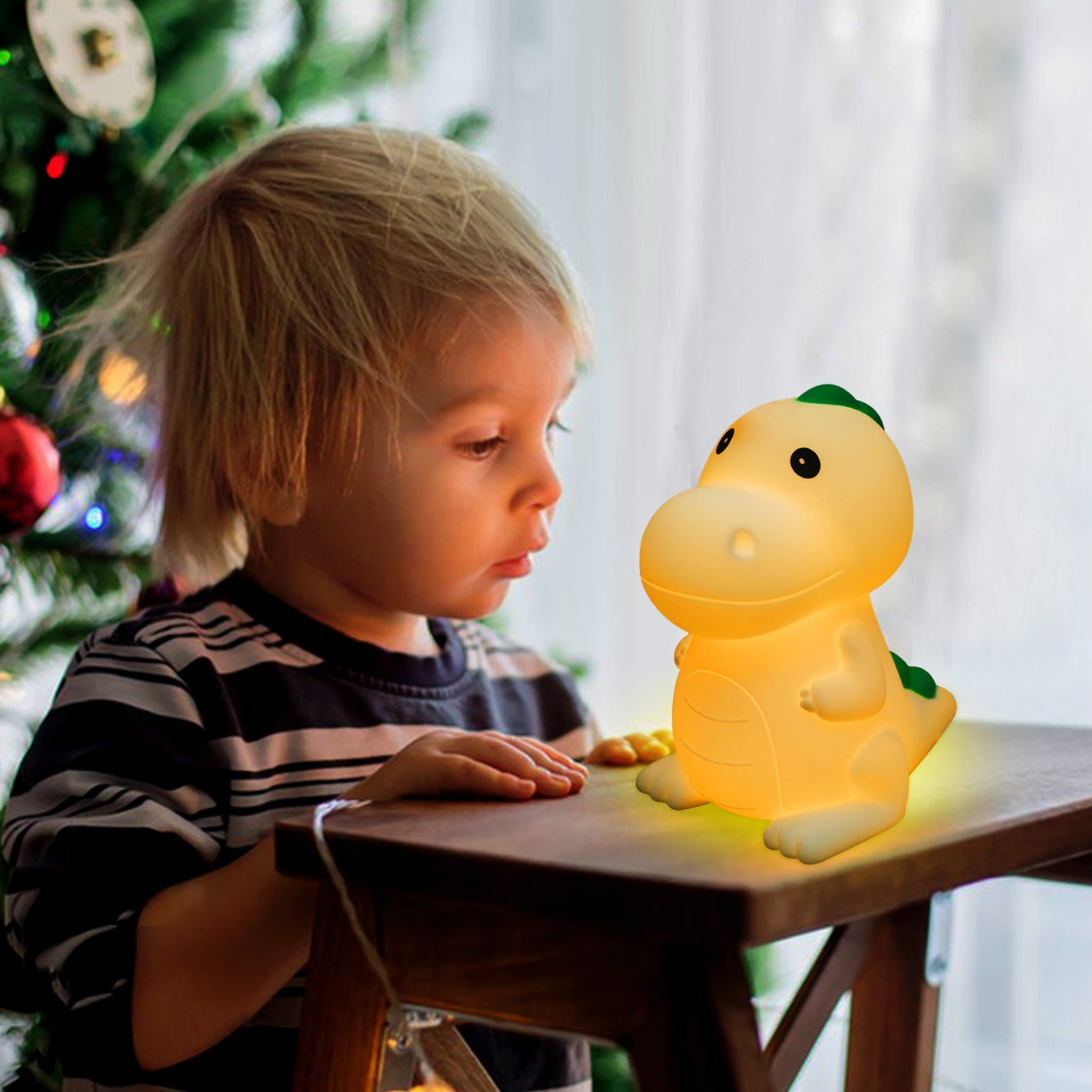 SPOORYYO USB Rechargeable Dinosaur Night Light for Kids, Soft LED Lamp with Adjustable Brightness and Dual Lighting Modes, Perfect Nursery Decor and Gift