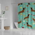 thumbnail image 3 of Bath Shower Curtain Liners 66"x72", Dachshunds On Turquoise FloralPolyester Waterproof with 12 Curtain Hooks Bathroom Accessories Decoration, 3 of 6
