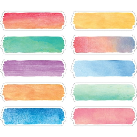 UPC: 0088231908739 | Teacher Created Resources Watercolor Labels 5.25W x 1.5 H 3/Bundle (TCR20873)