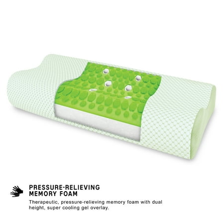 Sensorpedic Sensorcool Gel Overlay Memory Foam Contour Pillow