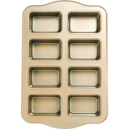Mini Loaf Pan, 8-Cavity Non-Stick Carbon Steel Brownie Bakeware for Oven Baking Gold-Square(1 PC)