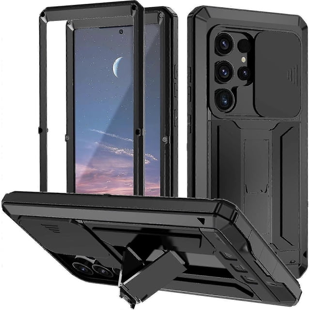 Funda impermeable para Samsung Galaxy S24 Ultra/S24 Plus/S24, marco de aluminio metálico, cubierta deslizante para cámara, soporte, cuerpo completo, a prueba de golpes, p20241126788