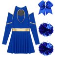 thumbnail image 6 of TiaoBug Women's School Musical Party Halloween Cheer Leader Costume Fancy Dress Uniform Outfit Blue S, 6 of 7