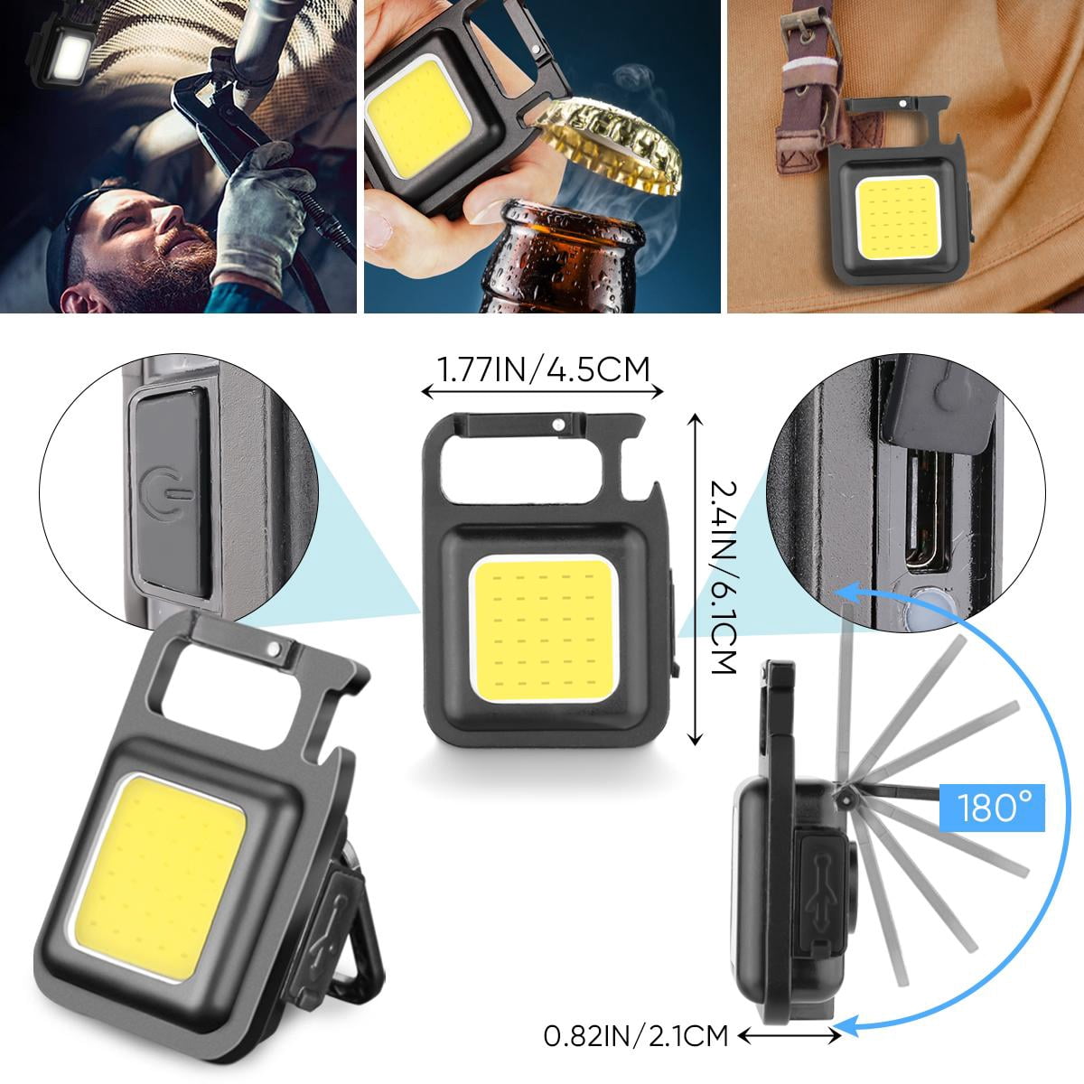 Garberiel High Lumens USB Rechargeable LED Flashlight, Super Bright Tactical Torch Light With Power Display & 26650 Battery And Mini Keychain Working Light For Outdoor Camping/Hiking/Fishing