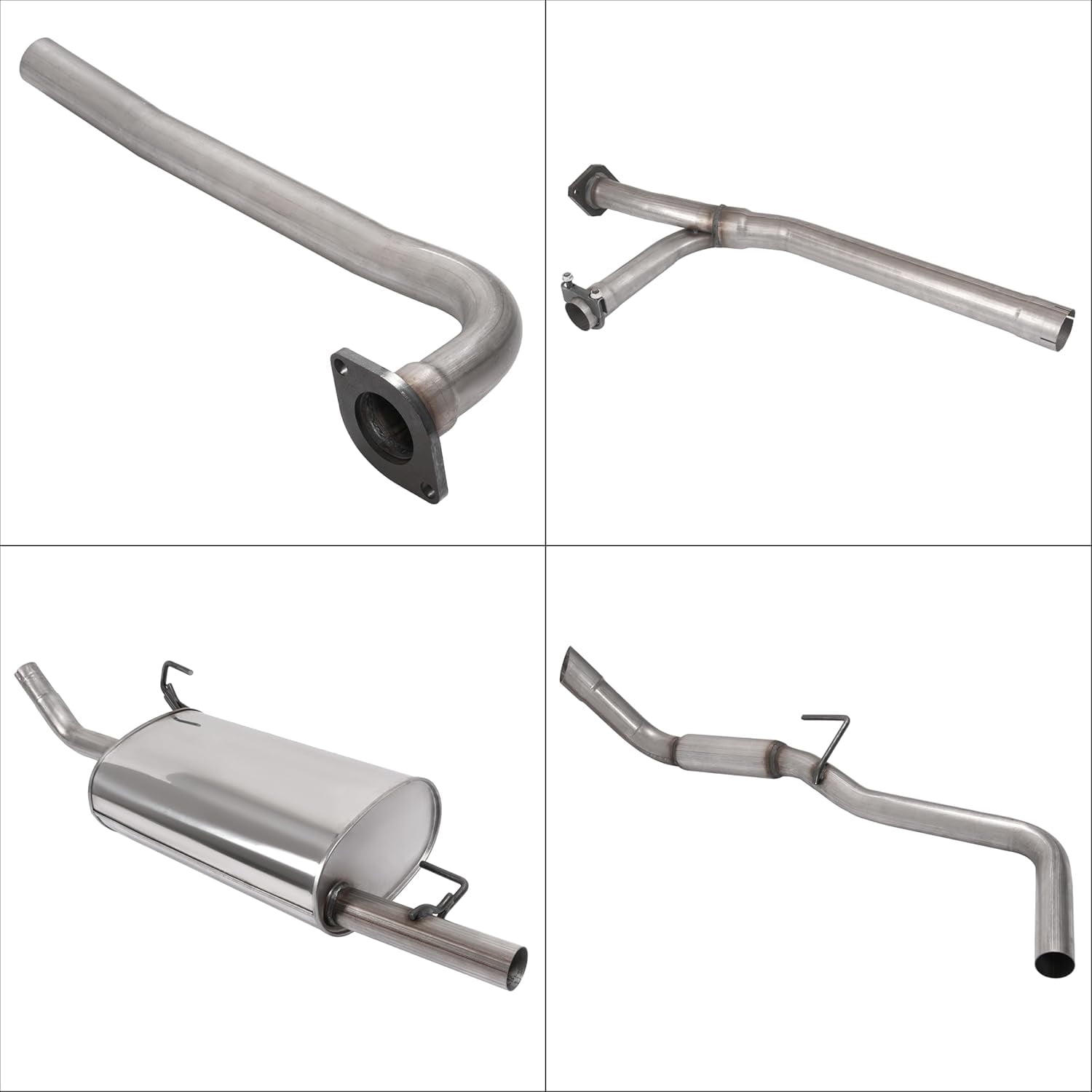 Kojem Exhaust System Assembly for 2007-2019 Nissan Frontier 4.0L Crew Cab Pick Up 73.3 Bed with 139.9 Wheelbase 409 Stainless Steel Silvery