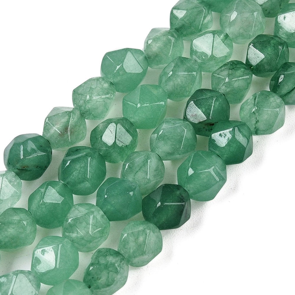 Natural Green Aventurine Beads Strands Round Faceted 5.5~6x5.5~6.5mm Hole: 1mm about 60~62pcs/strand 14.17~14.88''(36~37.2cm)