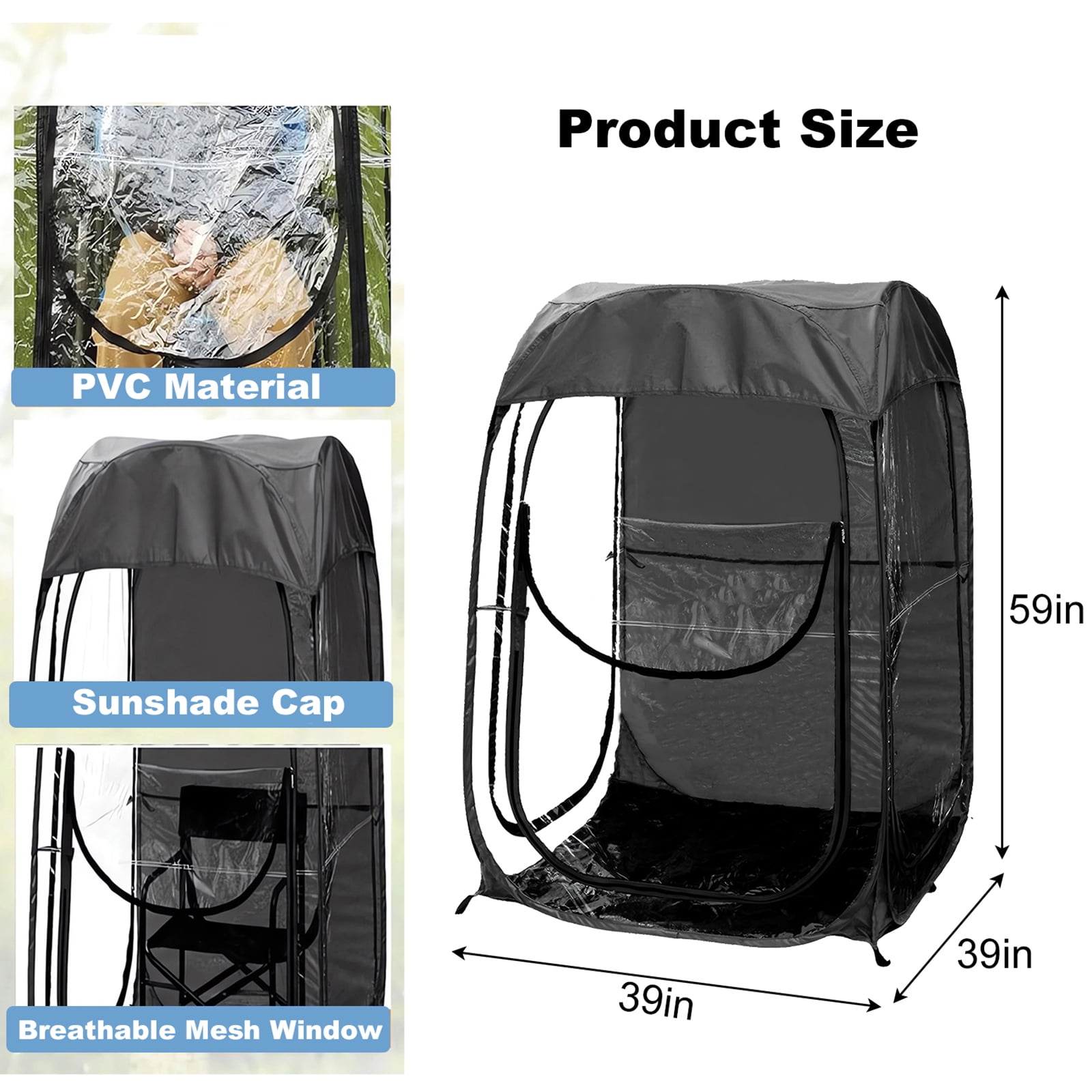 LuckyNote Pop Up Tent Instant Setup Shelter, Waterproof Windproof Portable Outdoor Event Tent for Camping Fishing Sports, Black