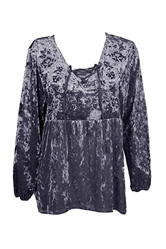 Style & Co.. Women's Crushed Velvet Peasant Top (Whimsy Grey, X-Large ...
