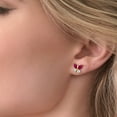 thumbnail image 3 of 18K Yellow Gold Plated Silver Marquise Red Created Ruby and White Lab Grown Diamond Butterfly Earrings for Women (1.60 Cttw, Gemstone July Birthstone, Center Stone: 6X3MM, Small Stones: 3MM), 3 of 4