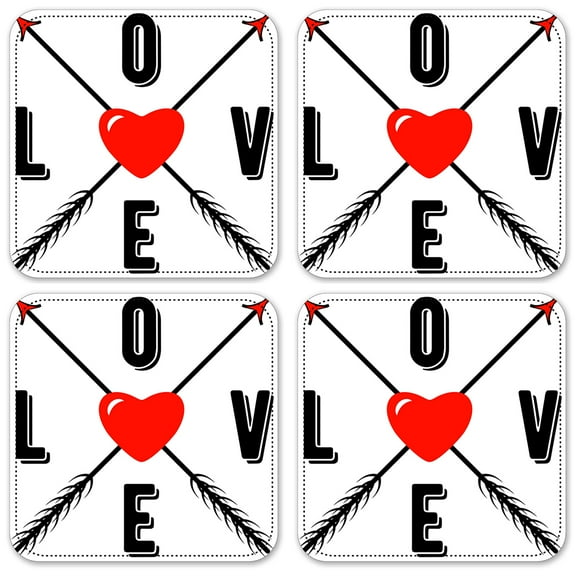 Vinyl Drink Coasters - Set of 4 - Love Arrow