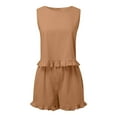 thumbnail image 4 of Summer Women's Sleeveless Pleated Vest Shorts Casual Suit Set Fashion European Style Comfortable Outfit, 4 of 5