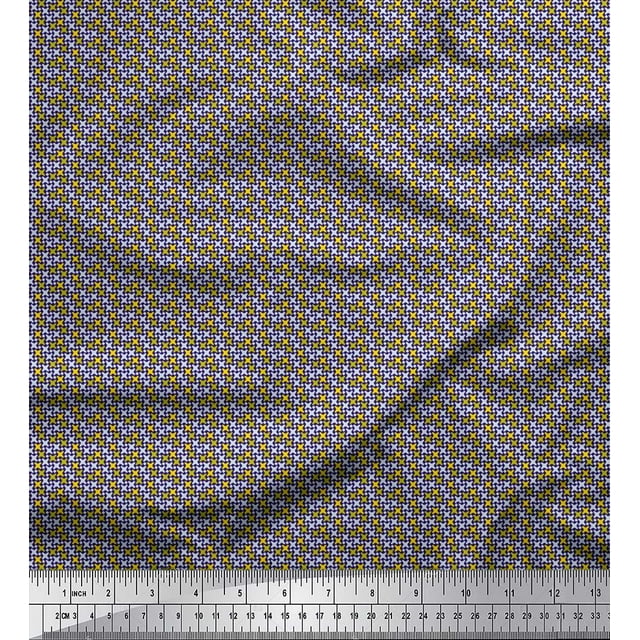 Soimoi Modal Satin Fabric Diamond & Cross Sign Shirting Print Fabric by The Yard 42 Inch Wide