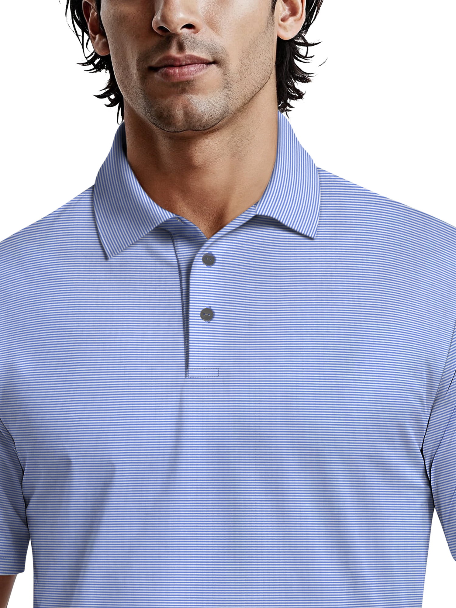Ben Hogan Men's & Big Men's Performance Fine Line Printed Short Sleeve Polo Shirt, up to 5XL