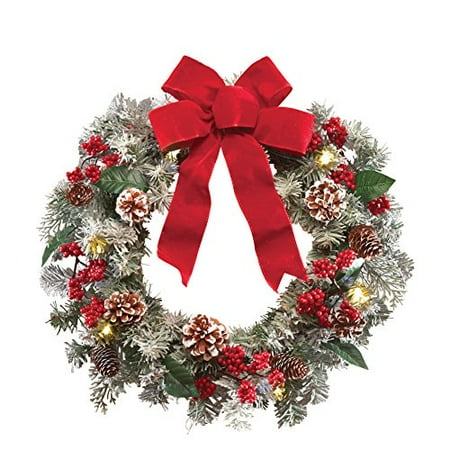 lighted holiday frosted pine wreath walmart com lighted holiday frosted pine wreath walmart com