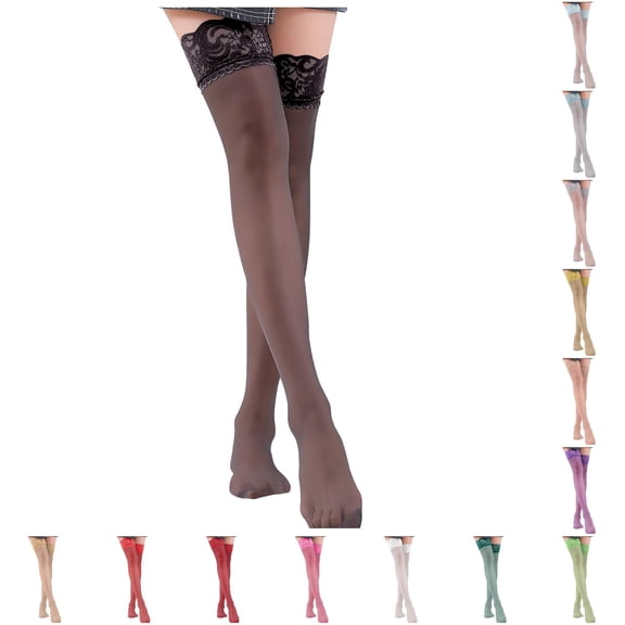 Rggeeun Knee High Socks for Women Lace Socks Floral Hem Lightweight Soft Cute Socks Fall Womens Socks Office Wear Leisure,Black,One Size