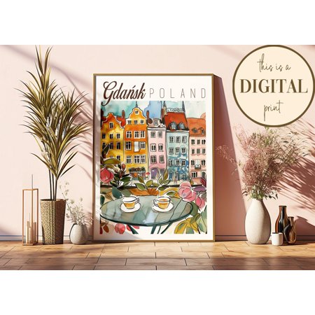 Gdansk Poland Art Poster: Colorful Polish Wall Decor, Unframed Poster Size 8x12