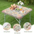thumbnail image 4 of Multicolor Ethnic Floral Pattern Square Fitted Tablecloth with Elastic Edge,Square Table Cover,Washable Elastic Table Cover for Home Kitchen Party Decor 36"x36", 4 of 6