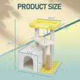 thumbnail image 4 of IVV 26.7" Cat Tree, Three-Level Cat Tower with Condo, Scratching Post & Board, Top Bed and Toy Ball for Indoor Cats and Kittens, White & Yellow, 4 of 9
