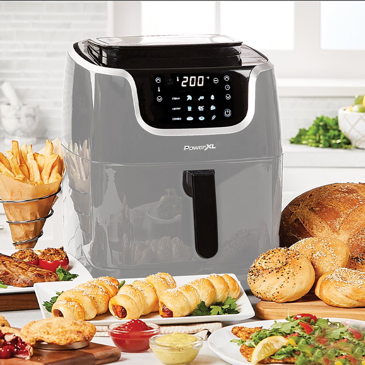 PowerXL Refurbished 7 qt Air Fryer, Slate - 3 Cooking Modes