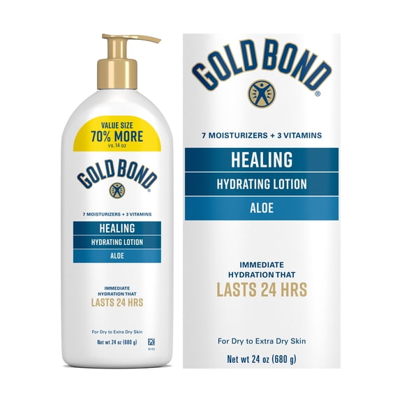Gold Bond Healing Hydrating Lotion With Aloe Moisturizes, Heals & Smooths Dry Skin, Body Lotion, Delivers Immediate 24-Hour Hydration, Value Size, 24 oz