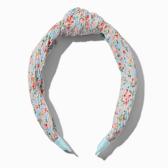 Claire's Knotted Headbands for Girls Age 8 , Tweens & Teens Size - Cute & Comfortable Fashion Hairband Kids Hair Accessories - Pink and Blue Floral